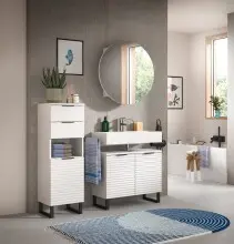 Badezimmer-Set >Riff< (3-teilig) in Weiß -...