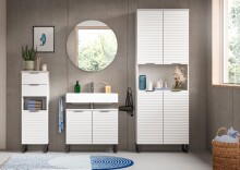 Badezimmer-Set >Riff< (3-teilig) in Weiß - 120x193x34cm (BxHxT)