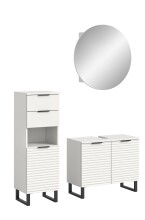 Badezimmer-Set >Riff< (3-teilig) in Weiß -...