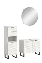Badezimmer-Set >Riff< (3-teilig) in Weiß -...