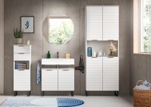 Badezimmer-Set >Riff< (3-teilig) in Weiß - 120x193x34cm (BxHxT)