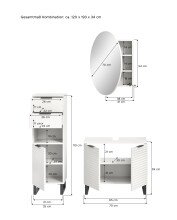 Badezimmer-Set >Riff< (3-teilig) in Weiß - 120x193x34cm (BxHxT)