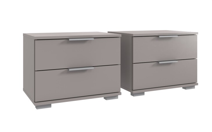 Nachtkommode >Easy Plus< (2er-Set) in SAHARAGRAU - 52x40x38cm (BxHxT)