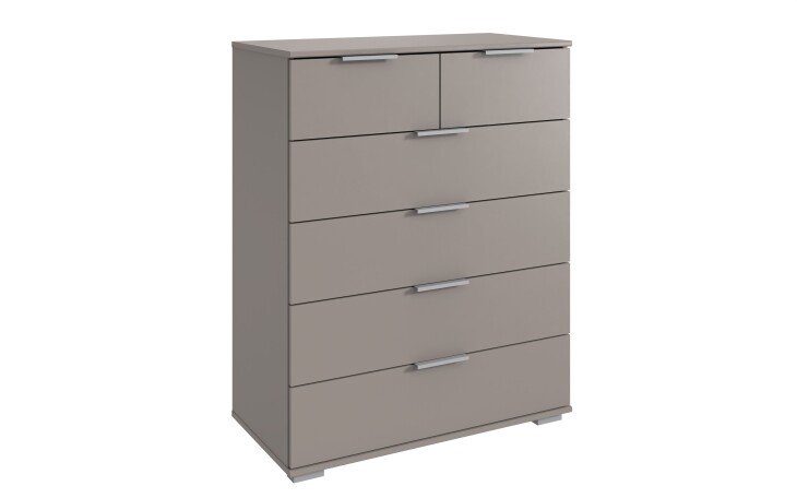 Hochkommode >Easy Plus< 6 Schubladen, in SAHARAGRAU - 82x102x42cm (BxHxT)