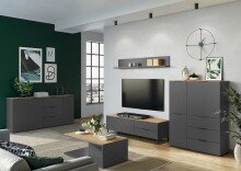 Couchtisch >California< in Graphit / Navarra-Eiche-Dekor - 109x39x59 (BxHxT)