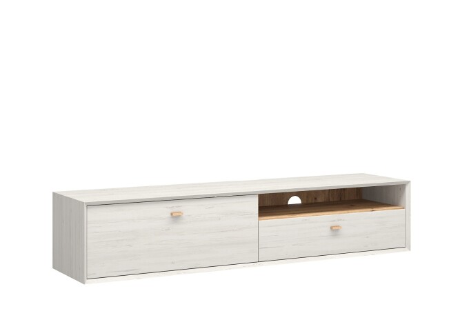 Lowboard >Calvi< 2 Schübe, Pinie-Weiß / Navarra Eiche Dekor - 187x38x45cm (BxHxT)