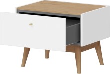 Nachtkommode >Monteo< 1 Schublade, Weiß / Kendal-Eiche-Dekor - 42x42x55cm (BxHxT)