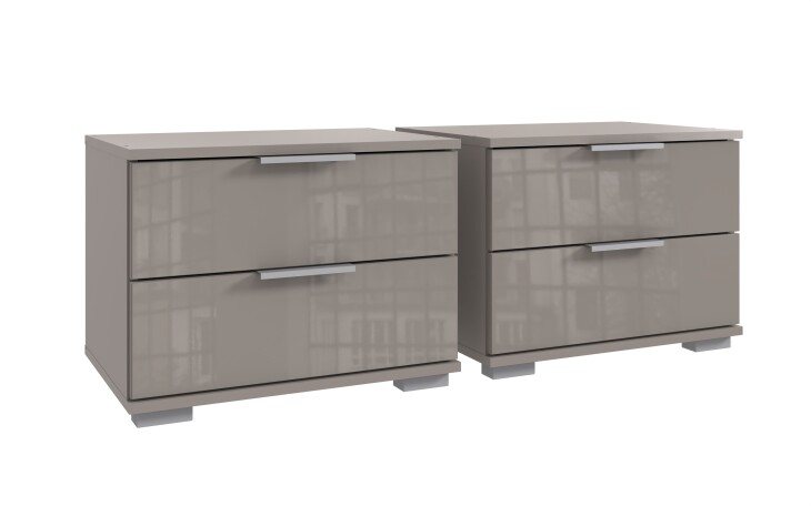 Nachtkommode >Easy Plus< (2er-Set) je 2 Schübe, SAHARAGRAU - 52x40x38cm (BxHxT)