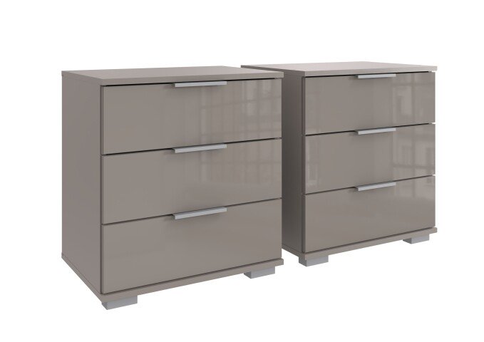 Nachtkommode >Easy Plus< (2er-Set) je 3 Schübe, SAHARAGRAU - 52x58x38cm (BxHxT)