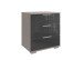 Nachtkommode >Easy Plus< 3 Schübe, SAHARAGRAU + GLAS GREY - 52x58x38cm (BxHxT)