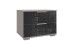Nachtkommode >Easy Plus< 2 Schübe, SAHARAGRAU + GLAS SCHWARZ - 52x40x38cm (BxHxT)