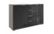Sideboard >Easy Plus< 4 Schübe, 2 Türen, SAHARAGRAU + GLAS SCHWARZ - 130x83x41cm (BxHxT)