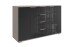Sideboard >Easy Plus< 4 Schübe, 2 Türen, SAHARAGRAU + GLAS SCHWARZ - 130x83x41cm (BxHxT)