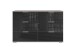 Schubkastenkommode >Easy Plus< 6 Schübe, SAHARAGRAU + GLAS SCHWARZ - 130x83x41 (BxHxT)