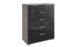 Hochkommode >Easy Plus< 6 Schubladen, SAHARAGRAU + GLAS SCHWARZ - 82x102x42cm (BxHxT)