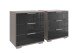 Nachtkommode >Easy Plus< (2er-Set) je 3 Schübe, SAHARAGRAU + GLAS SCHWARZ - 52x58x38 (BxHxT)