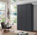 Drehtürenschrank >Chalet< 3 Türen, 2 Böden, 2 Stangen, Graphit - 135x210x58cm (BxHxT)