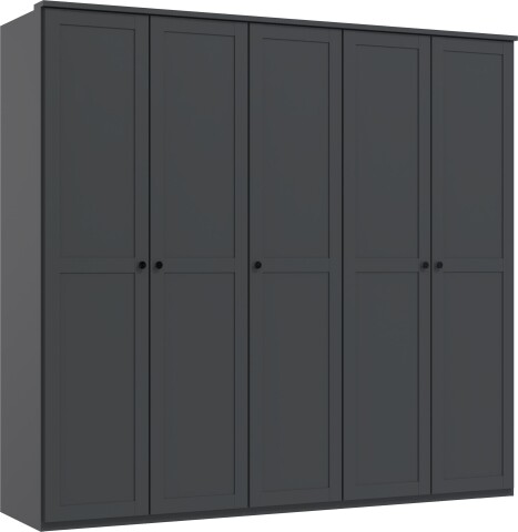 Drehtürenschrank >Chalet< 5 Türen, 3 Böden, 3 Stangen, Graphit - 225x210x58cm (BxHxT)