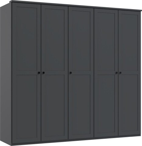 Drehtürenschrank >Chalet< 5 Türen, 3 Böden, 3 Stangen, Graphit - 225x210x58cm (BxHxT)