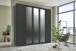 Drehtürenschrank >Chalet< 5 Türen, 3 Böden, 3 Stangen, Spiegel / Graphit - 225x210x58cm (BxHxT)