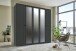 Drehtürenschrank >Chalet< 5 Türen, 3 Böden, 3 Stangen, Spiegel / Graphit - 225x210x58cm (BxHxT)