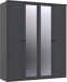 Drehtürenschrank >Chalet< 4 Türen, 2 Böden, 2 Stangen, Spiegel / Graphit - 180x210x58cm (BxHxT)