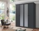 Drehtürenschrank >Chalet< 4 Türen, 2 Böden, 2 Stangen, Spiegel / Graphit - 180x210x58cm (BxHxT)