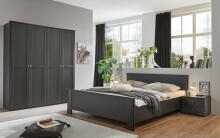 Drehtürenschrank >Chalet< 4 Türen, 2 Böden, 2 Stangen, Graphit - 180x210x58cm (BxHxT)