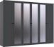 Drehtürenschrank >Chalet< 6 Türen, 3 Böden, 3 Stangen, Spiegel / Graphit - 270x210x58cm (BxHxT)
