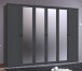 Drehtürenschrank >Chalet< 6 Türen, 3 Böden, 3 Stangen, Spiegel / Graphit - 270x210x58cm (BxHxT)