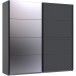 Schwebetürenschrank >Chalet< 2 Böden, 2 Stangen, Spiegel / Graphit - 180x208x65cm (BxHxT)