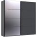 Schwebetürenschrank >Chalet< 2 Böden, 2 Stangen, Spiegel / Graphit - 180x208x65cm (BxHxT)