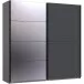 Schwebetürenschrank >Chalet< 2 Böden, 2 Stangen, Spiegel / Graphit - 180x208x65cm (BxHxT)
