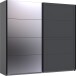 Schwebetürenschrank >Chalet< 2 Böden, 2 Stangen, Spiegel / Graphit - 225x208x65cm (BxHxT)