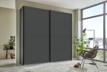 Schwebetürenschrank >Chalet< 2 Böden, 2 Stangen, Graphit - 180x208x65cm (BxHxT)