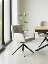 Armlehnstuhl >ROXANA< drehbar, Wipp-Relax-Funktion, Sand, Stoff-Brego - 57,5x88x62cm (BxHxT)