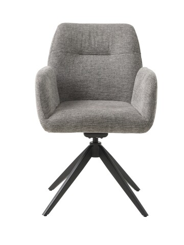 Armlehnstuhl >ROXANA< drehbar, Wipp-Relax-Funktion, Grau, Stoff-Brego - 57,5x88x62cm (BxHxT)