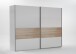Schwebetürenschrank >Bert< 2 Böden, 2 Stangen, Weiß / Eiche Sägerau Dekor - 225x208x65cm (BxHxT)