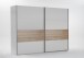 Schwebetürenschrank >Bert< 2 Böden, 2 Stangen, Weiß / Eiche Sägerau Dekor - 225x208x65cm (BxHxT)