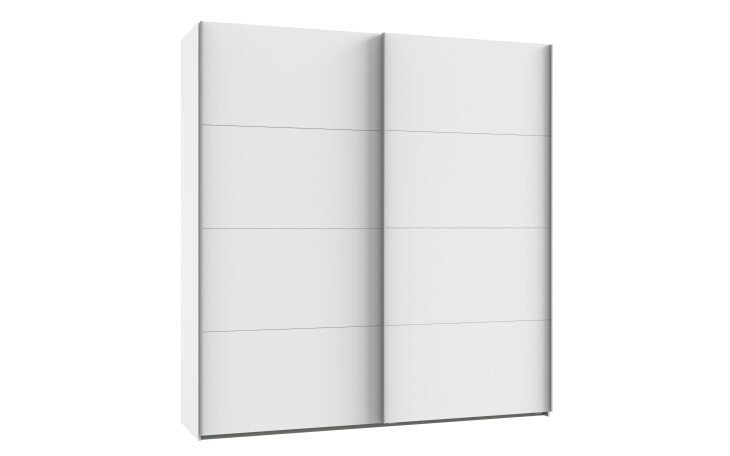 Schwebetürenschrank >Bert< 2 Böden, 2 Stangen, in Weiß - 225x208x65cm (BxHxT)