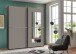 Schwebetürenschrank >Dundee< in GRAPHIT + SAHARAGRAU / STRASS / SPIEGEL - 180x198x64cm (BxHxT)