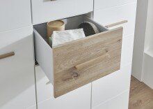 Drehtürenschrank >Fehmarn< 2 Stangen, 2 Böden, Weiß / Viking-oak Dekor - 84x202x58cm (BxHxT)