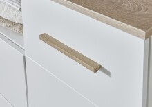 Wickelkommode >Fehmarn< in Weiß, Absetzung Viking-oak Dekor - 122x101x75 (BxHxT)