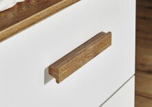 Drehtürenschrank >Gotland< 3 Schübe, 3 Böden, Weiß / Plankeneiche Dekor - 91x199x58cm (BxHxT)