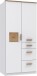 Drehtürenschrank >Gotland< 3 Schübe, 3 Böden, Weiß / Plankeneiche Dekor - 91x199x58cm (BxHxT)