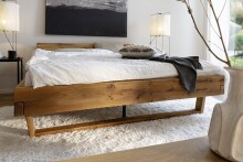 Massivholzbett >Avalon< 140x200 cm in Wildeiche, Massivholz - 153x90x213 cm (BxHxT)
