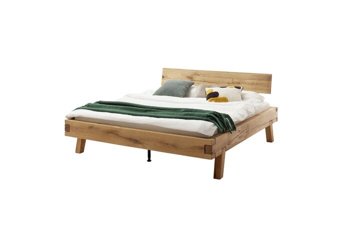 Massivholzbett >Kreta< 140x200 cm in Wildeiche, Massivholz - 157x90x217cm (BxHxT)