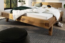 Massivholzbett >Kreta< 200x200 cm in Wildeiche, Massivholz - 217x90x217cm (BxHxT)