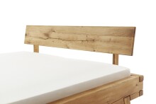 Massivholzbett >Kreta< 200x200 cm in Wildeiche, Massivholz - 217x90x217cm (BxHxT)