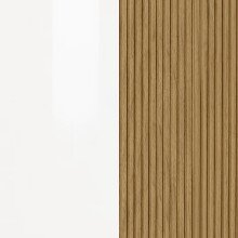 Schuhkommode >Lady< 10 Böden, weiss hochglanz / Eiche Dekor - 120x115x34 (BxHxT)